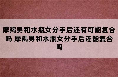 摩羯男和水瓶女分手后还有可能复合吗 摩羯男和水瓶女分手后还能复合吗